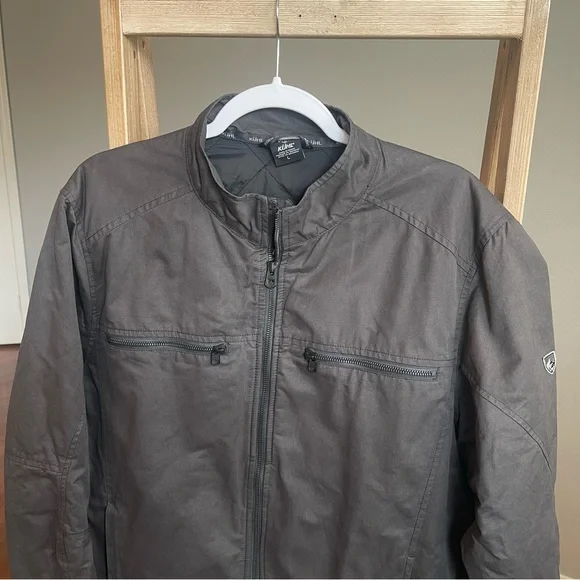 KUHL Kaffe Racer Jacket Charcoal Gray Quilted Full Zip Men L Outdoor Minimalist - Picture 2 of 12